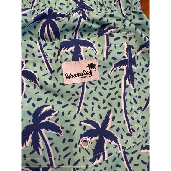 BOARDIES Men’s Swim Trunks L Palm Tree Print Green Blue Quick Dry NWT - Picture 7 of 7